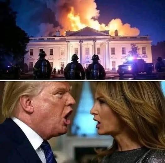 30 Minutes Ago: U.S President Donald Trump and First Lady Melania Are On The Run as White House is Engulfed in Flames Moments ago, sending thick plumes of smoke into the skies above the nation’s capital
